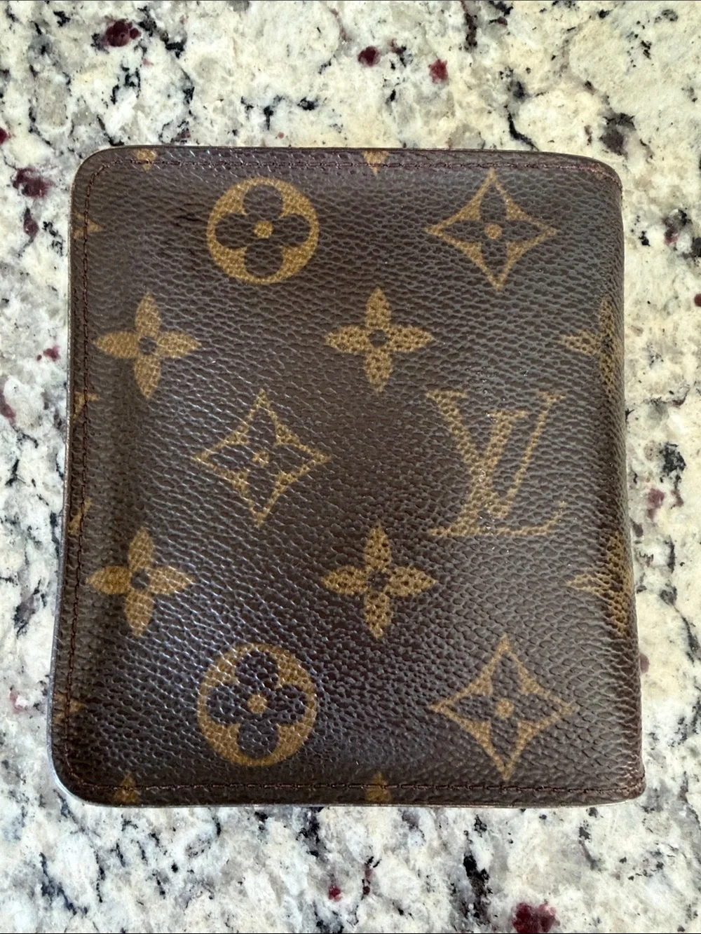 Louis Vuitton Brown Monogram Canvas Card Holder with Gold Snap